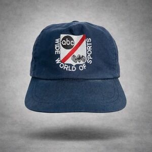 Vintage ABC Wide World of Sports Hat Navy Blue La Mode Made in USA Strapback Cap
